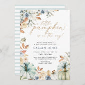 Ein kleiner Kürbis auf dem Weg zur Kinderdusche Einladung (Vorne/Hinten)