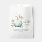 Ein kleiner Kürbis auf die blaue Babydusche Geschenktütchen (Vorderseite)