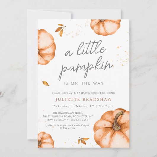 Ein kleiner Kürbis auf die Herbstdusche Einladung (Vorderseite)