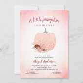 Ein kleiner Kürbis auf ihrem Weg Glitzer Babydusch Einladung (Vorderseite)