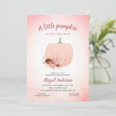 Ein kleiner Kürbis auf ihrem Weg Glitzer Babydusch Einladung (Stehend Vorderseite)