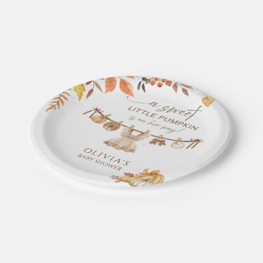 Ein kleiner Kürbis auf ihren Weg Wäsche Fall Boho Pappteller (Schrägansicht)