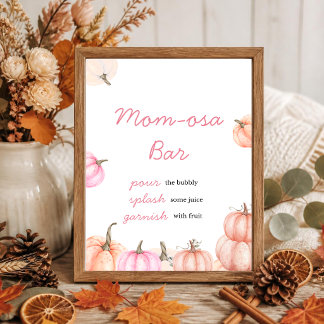 Ein Kleiner Kürbis-Baby-Shower-Schild | Mom-osa-Ba Poster