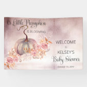 Ein kleiner Kürbis blüht die rosa Babydusche Banner (Horizontal)