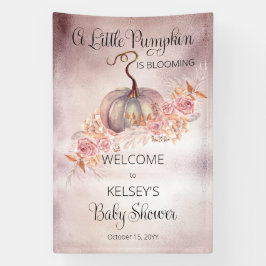 Ein kleiner Kürbis blüht die rosa Babydusche Banner