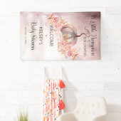 Ein kleiner Kürbis blüht die rosa Babydusche Banner (Insitu)