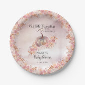 Ein kleiner Kürbis blüht Pink Baby Dusche Pap Pappteller (Vorderseite)