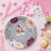 Ein kleiner Kürbis, blumengeschmückt Herbst 1. Geb Pappteller (Party)