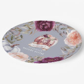 Ein kleiner Kürbis, blumengeschmückt Herbst 1. Geb Pappteller (Schrägansicht)