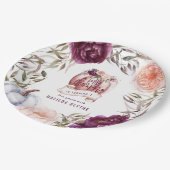 Ein kleiner Kürbis, blumengeschmückt Herbst 1. Geb Pappteller (Schrägansicht)