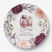 Ein kleiner Kürbis, blumengeschmückt Herbst 1. Geb Pappteller (Vorderseite)