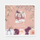 Ein kleiner Kürbis, blumengeschmückt Herbst 1. Geb Serviette (Vorderseite)