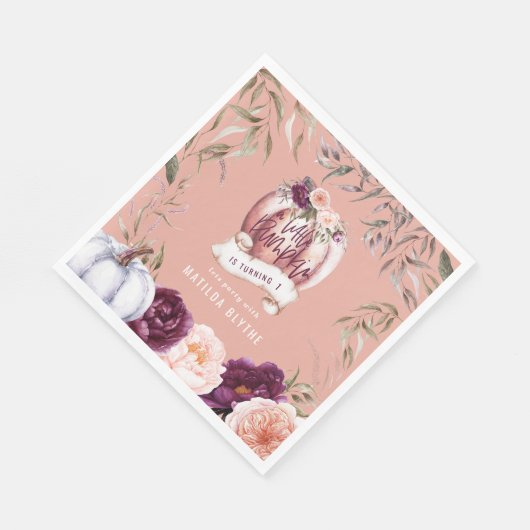 Ein kleiner Kürbis, blumengeschmückt Herbst 1. Geb Serviette (Ecke)