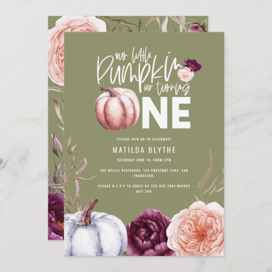 Ein kleiner Kürbis, blumengeschmückt im Herbst 1. (Vorne/Hinten)