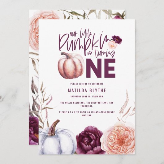 Ein kleiner Kürbis, blumengeschmückt im Herbst 1. (Vorne/Hinten)