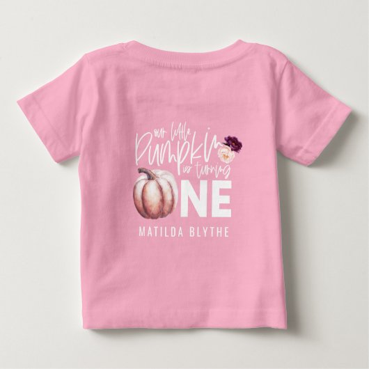 Ein kleiner Kürbis, blumengeschmückt im Herbst 1. Baby T-shirt (Rückseite)