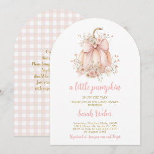 Ein kleiner Kürbis-Gingham-Herbst-Babyshower für M Einladung