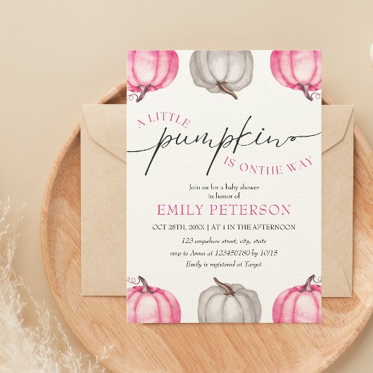 Ein kleiner Kürbis | Girl Fall Baby Dusche Einladung