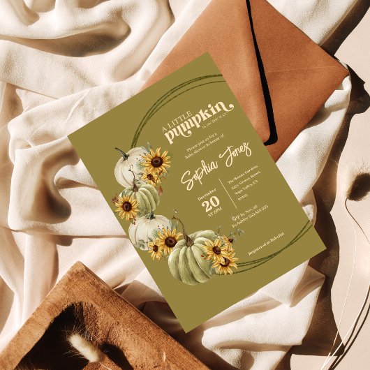 Ein kleiner Kürbis | Green | Sonnenblumen Babydusc Einladung