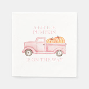 Ein kleiner Kürbis hellrosa Lastwagen-Babyparty Serviette