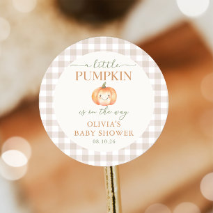 Ein Kleiner Kürbis Herbst-Baby-Party-Aufkleber Runder Aufkleber