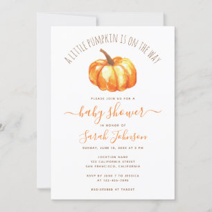 Ein Kleiner Kürbis Herbst-Baby-Party Watercolor Einladung