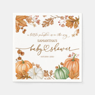 Ein kleiner Kürbis Herbst Baby Shower Blätter & Kü Serviette