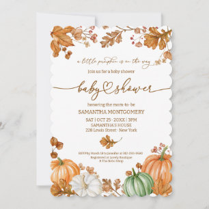 Ein kleiner Kürbis Herbst Baby Shower Herbstlaub Einladung