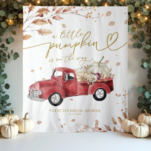 Ein kleiner Kürbis Herbst Baby Shower Hintergrund Wandteppich