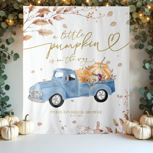 Ein kleiner Kürbis Herbst Baby Shower Hintergrund Wandteppich