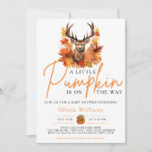 Ein kleiner Kürbis Herbst DEER Kinderdusche Einladung (Vorderseite)