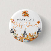 Ein kleiner Kürbis Herbst Herbst Floral Baby Showe Button (Vorderseite)