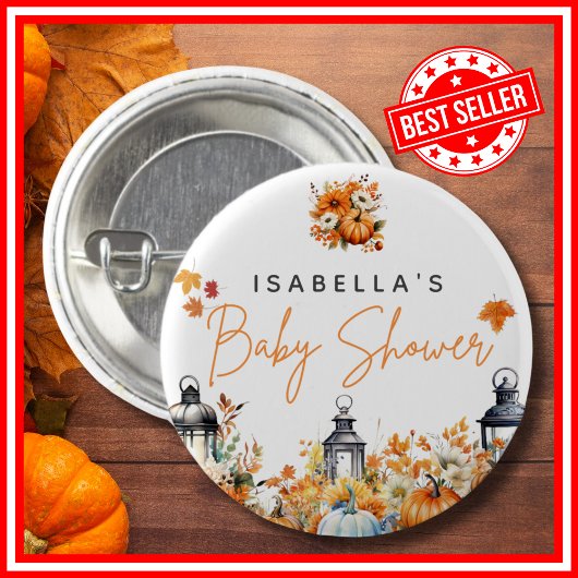 Ein kleiner Kürbis Herbst Herbst Floral Baby Showe Button
