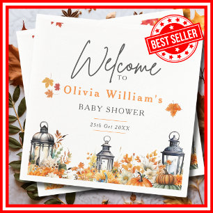 Ein kleiner Kürbis Herbst Herbst Floral Baby Showe Serviette