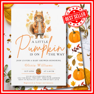 Ein kleiner Kürbis Herbst Herbst SQUIRREL Babypart Einladung
