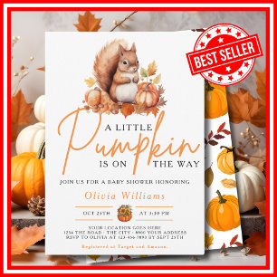 Ein kleiner Kürbis Herbst Herbst SQUIRREL Babypart Einladung