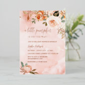 Ein kleiner Kürbis Herbst Pink Baby Shower Foil Folieneinladung (Stehend vorne)