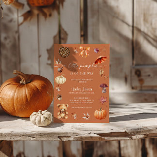 Ein kleiner Kürbis Herbst Terrakotta Babyparty Einladung