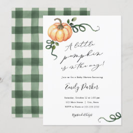 Ein kleiner Kürbis ist auf dem Weg Baby Dusche Einladung