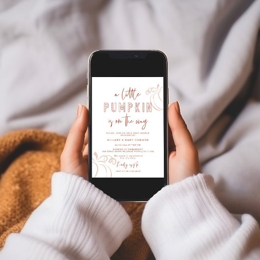 Ein kleiner Kürbis ist auf dem Weg Baby Dusche Einladung