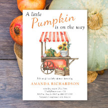 Ein kleiner Kürbis ist auf dem Weg Baby Dusche