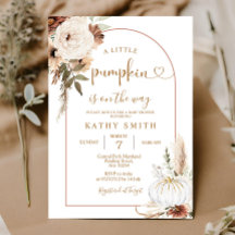 Ein kleiner Kürbis ist auf dem Weg Baby Dusche