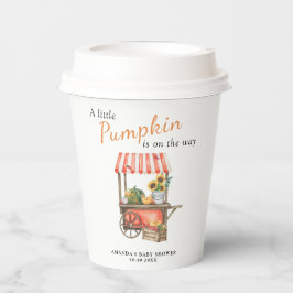 Ein kleiner Kürbis ist auf dem Weg Baby Dusche Pappbecher