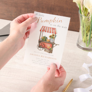 Ein kleiner Kürbis ist auf dem Weg Baby Dusche Pergament Einladungen