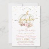 Ein kleiner Kürbis ist auf dem Weg Babydusche Einladung (Vorderseite)