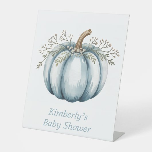 Ein kleiner Kürbis ist auf dem Weg Babydusche Sockelschild (Vorderseite)