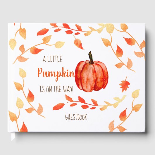 Ein kleiner Kürbis ist auf dem Weg Herbst Baby Dus Gästebuch (Vorderseite)