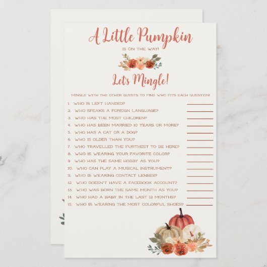 Ein kleiner Kürbis ist auf dem Weg, Let's Mingle G (Vorne/Hinten)