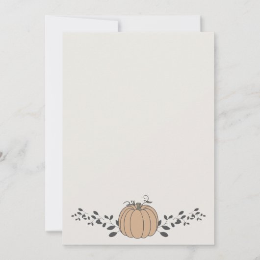 Ein kleiner Kürbis ist auf dem Weg zu einer neutra Einladung (Rückseite)