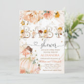 Ein kleiner Kürbis ist auf dem Weg zum Baby-Duschb Einladung (Stehend Vorderseite)